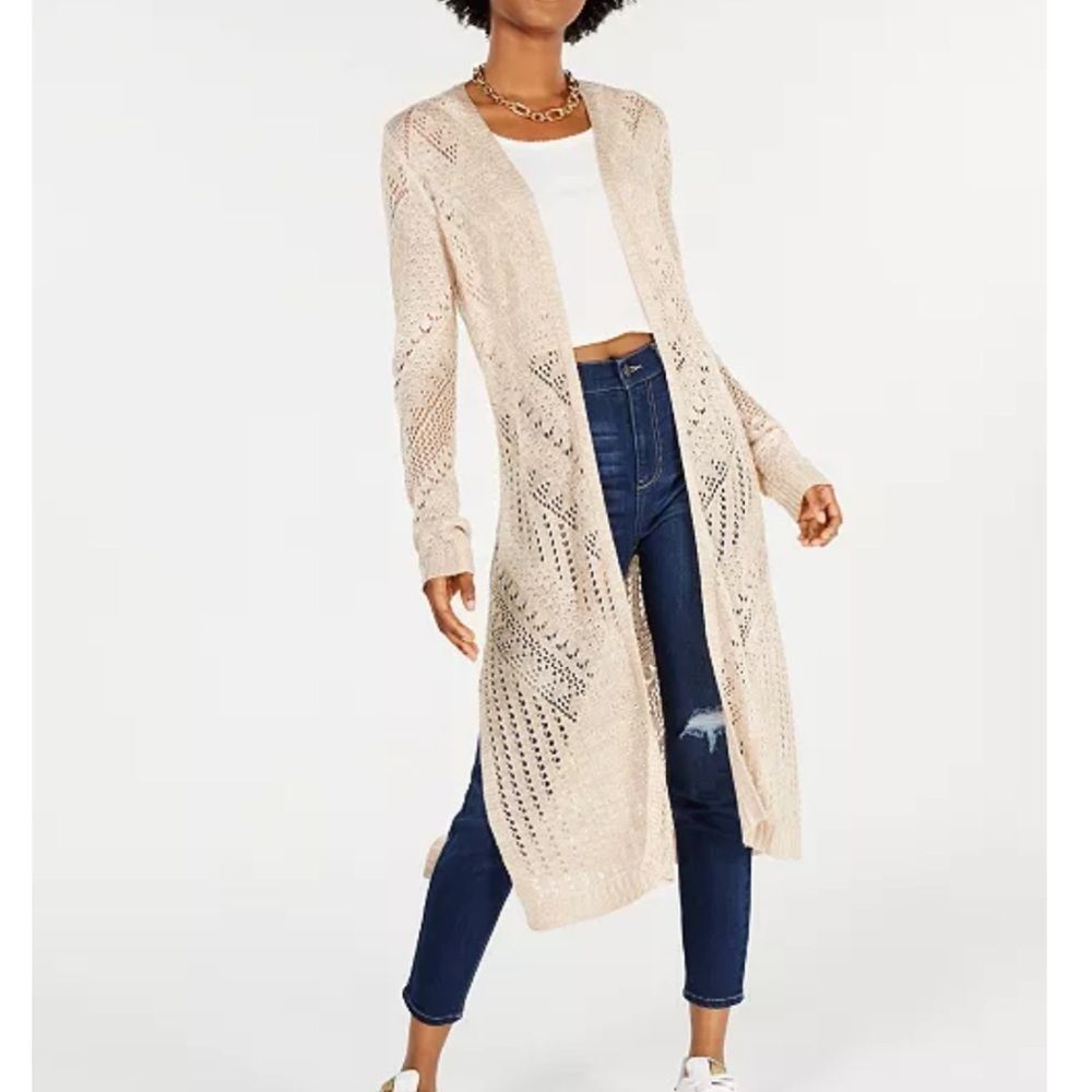 Hooked Up Open Front Duster Cardigan